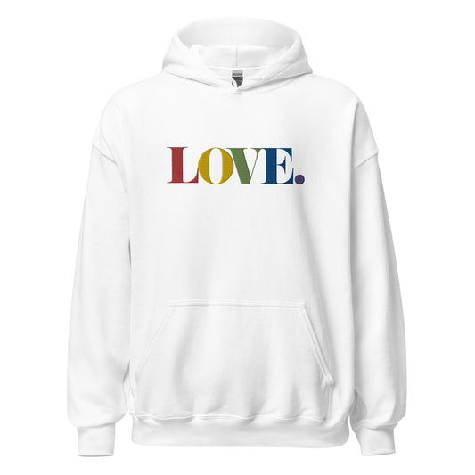 Weiss, vorne, LOVE.  Rainbow Kapuzenpullover - LGBT Pride