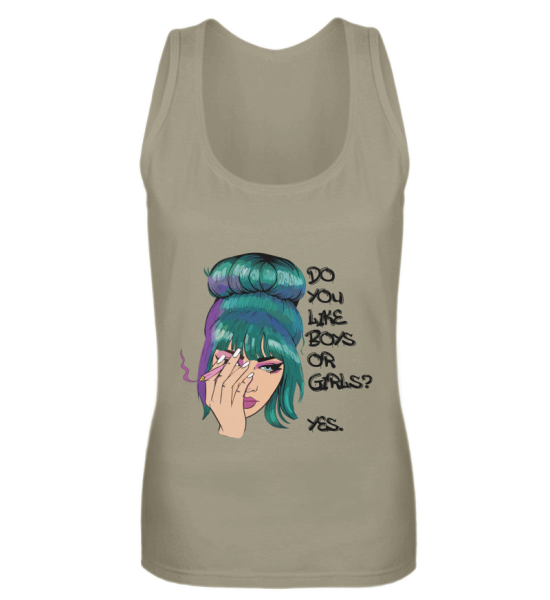 Khaki - "Do you like Boys or Girls? YES." - Unisex Tanktop - Bisexual Fashion