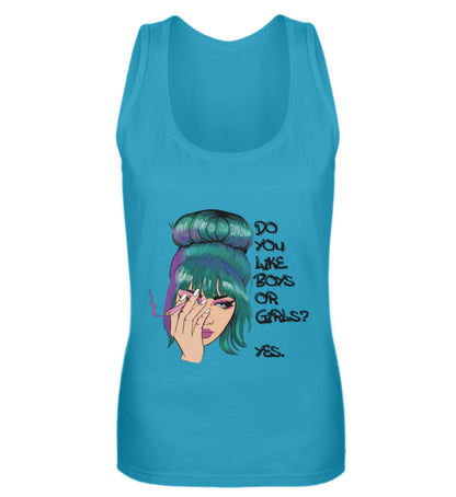 Turquoise - "Do you like Boys or Girls? YES." - Premium Tanktop - LGBTQIA+ Fashion