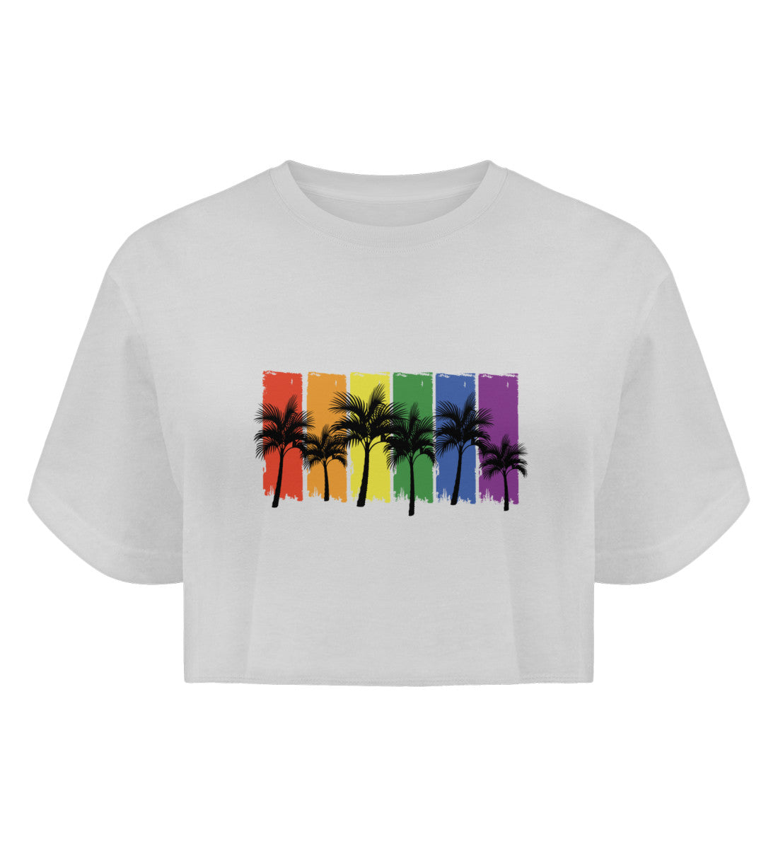 White - "Rainbow Palmen" - Unisex Crop Top - Queer Pride Wear