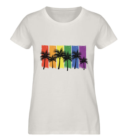 Vintage White - "Rainbow Palmen" - Premium Top - Regenbogen Mode