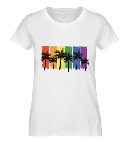 White - "Rainbow Palmen" - Premium Organic Shirt - Queer Pride Wear