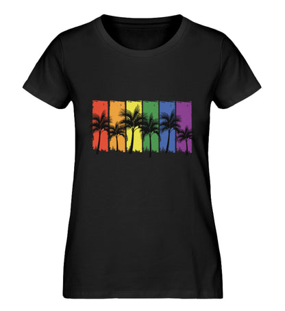 Schwarz - "Rainbow Palmen" - Shirt -  Regenbogen LGBTQIA+ Pride