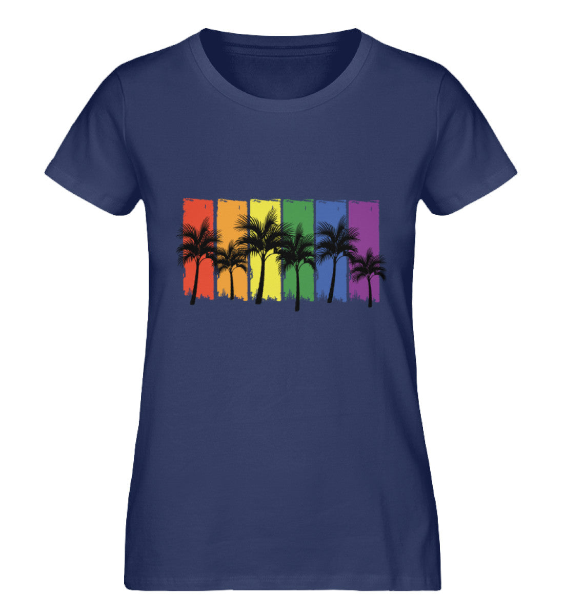 French Navy - "Rainbow Palmen" - Premium Organic Shirt - LGBTQIA+ Fashion