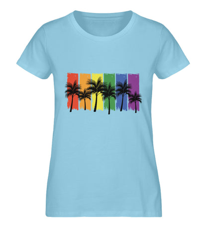 Himmelblau - "Rainbow Palmen" - Premium Top - Regenbogen Mode