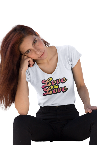 "Love is Love" - Unisex Evoker V-Neck Shirt - LGBTQIA+ Fashion