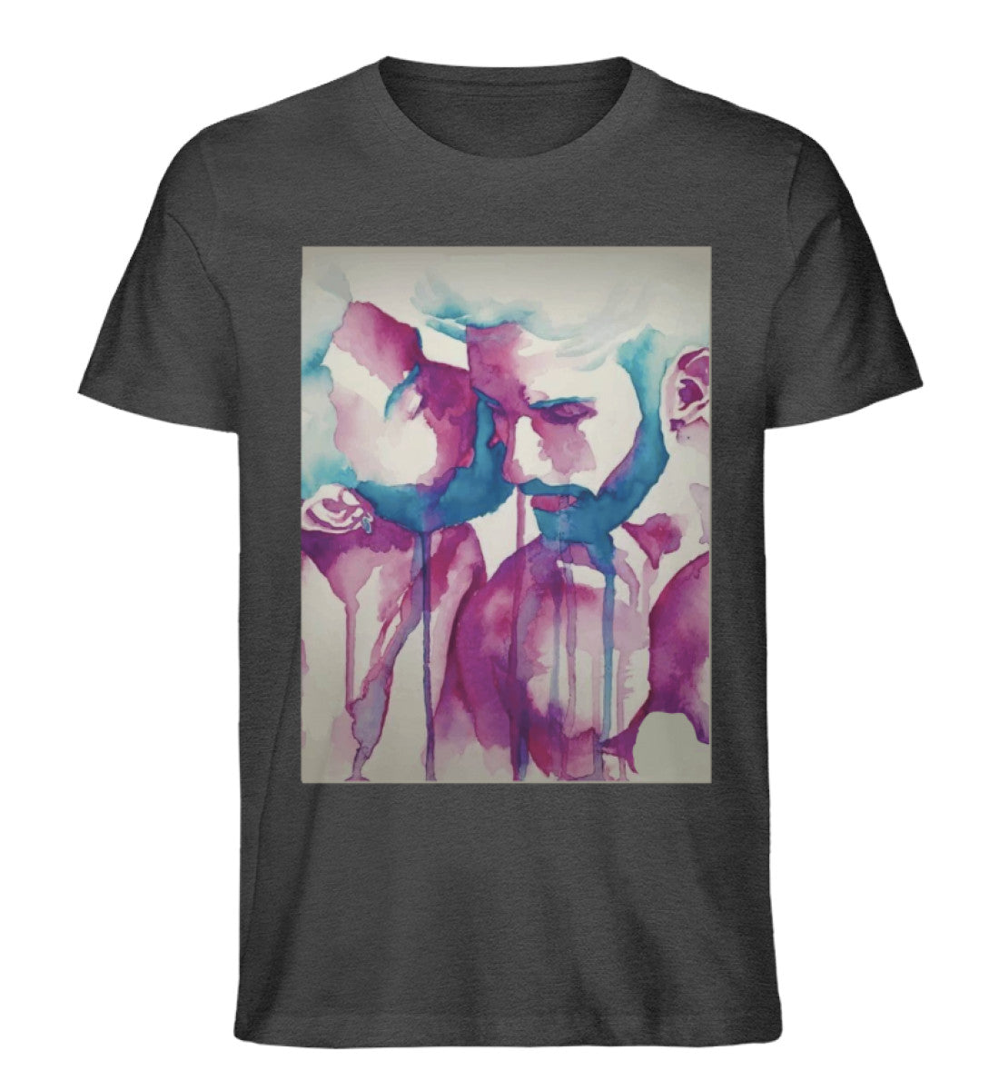 Dark Heather Grey - "Kiss Me" - Premium Organic Shirt - Schwule Kleidung